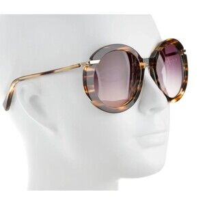 DESIGNER DEREK LAM ERIS HAVANA BROWN MARBLED GRADIENT LENSES OVERSIZE SUNGLASSES